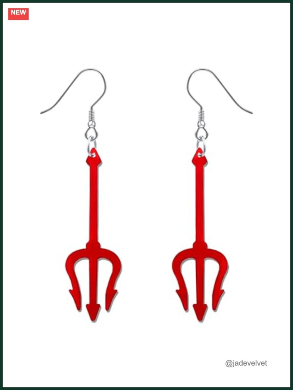 Halloween Devil Pitchfork Dangle Earrings Acrylic Costume Jewelry